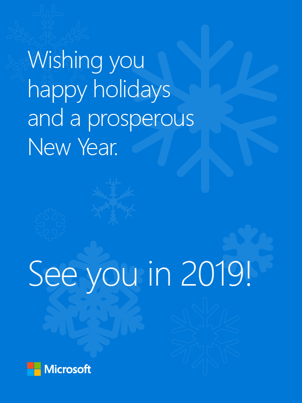 Happy Holidays and a Safe and Prosperous New Year!